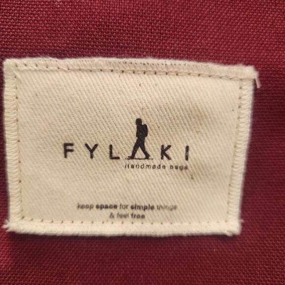 FLYAKI Bi-Color Backpack Handmade Canvas Dark Red and Cream High End Sustainable - Picture 6 of 8